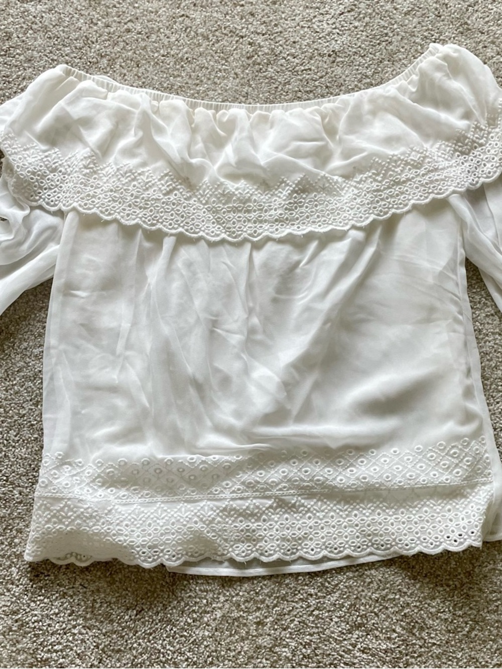 Maurices White Off-Shoulder Eyelet Blouse